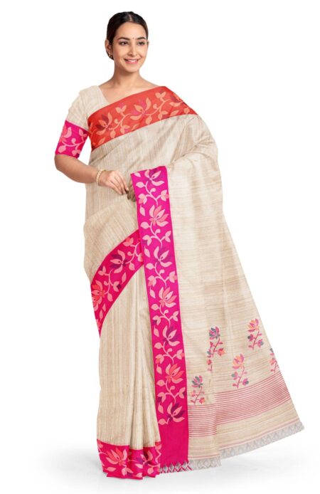 Handwoven Matka Silk Jamdani Saree