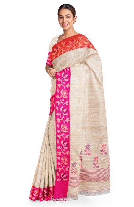 Handwoven Matka Silk Jamdani Saree - Image 2