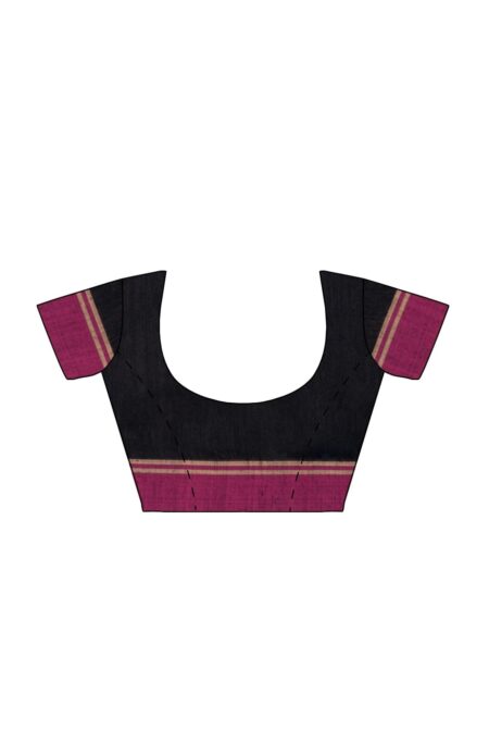 Handwoven Matka Silk Jamdani Saree in Black Colour - Image 4