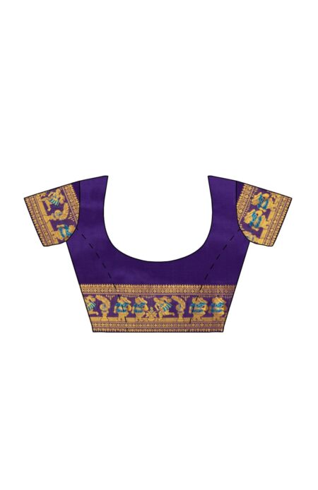 Baluchari Silk Saree Blue - Image 4
