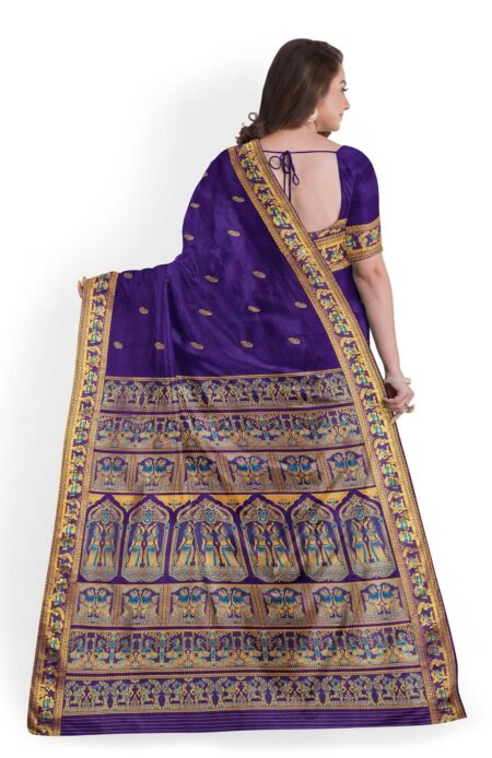 Baluchari Silk Saree Blue - Image 3