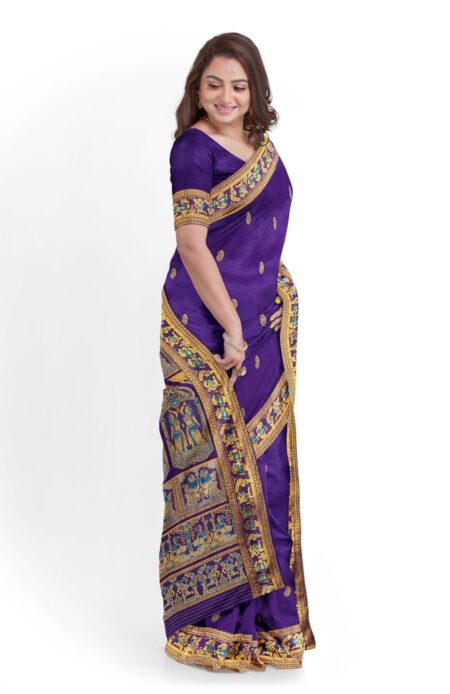 Baluchari Silk Saree Blue - Image 2
