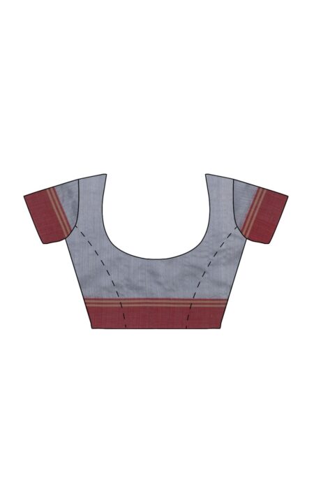 Handwoven Grey Matka Silk Jamdani Saree - Image 4