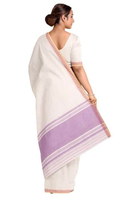 Handwoven Dhaniakhali Cotton Saree with Tassel - Image 2