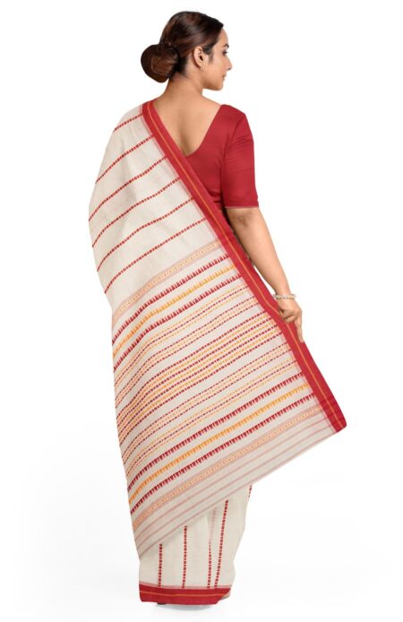 Handwoven Begumpuri Cotton Saree - Off-white - Image 2