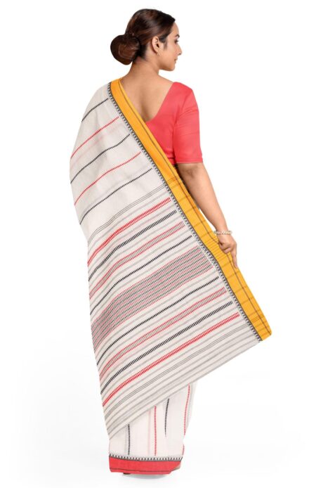 Handwoven Begumpuri Cotton Saree - Off-white - Image 3