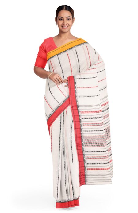 Handwoven Begumpuri Cotton Saree - Off-white