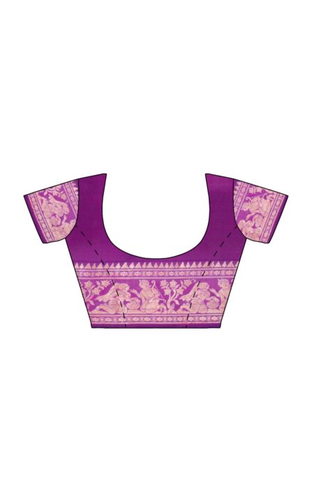 Baluchari Silk Saree Purple - Image 4