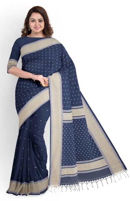 Cotton Jamdani Saree Blue