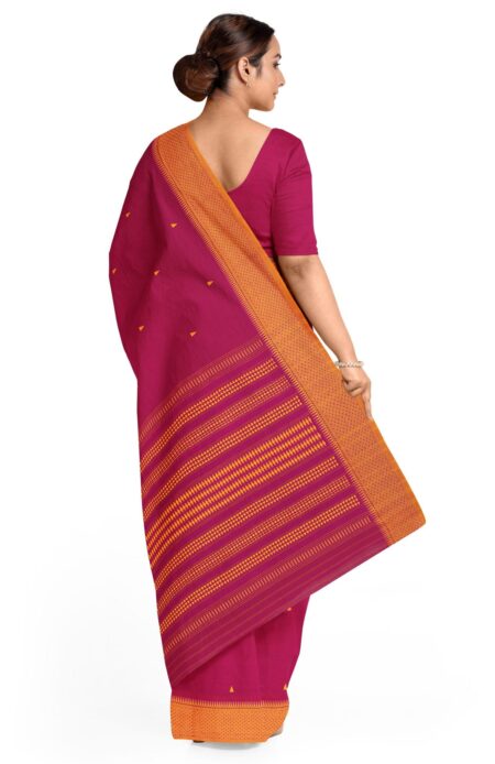 Handwoven Begumpuri Cotton Saree - Pink - Image 3