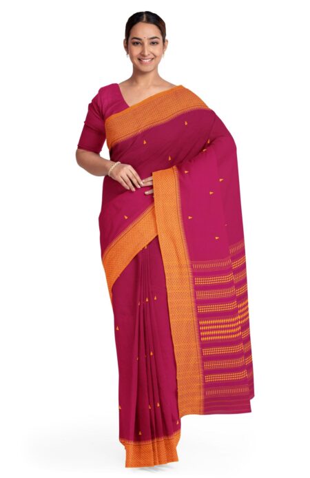 Handwoven Begumpuri Cotton Saree - Pink - Image 2