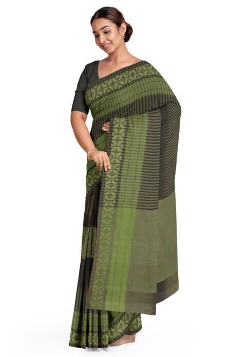 Handwoven Mercerised Cotton Saree - Image 2