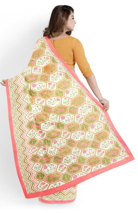 Printed Cotton Saree - Image 3