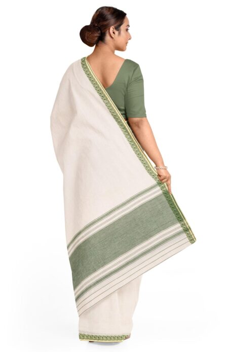 Handwoven Dhaniakhali Cotton Saree - Image 3