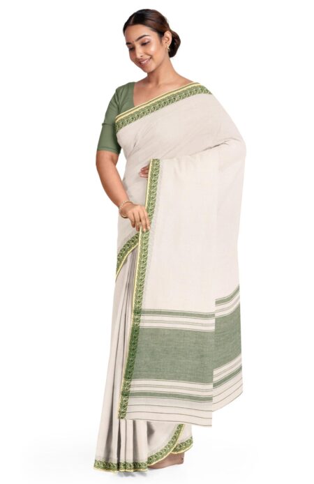 Handwoven Dhaniakhali Cotton Saree - Image 2