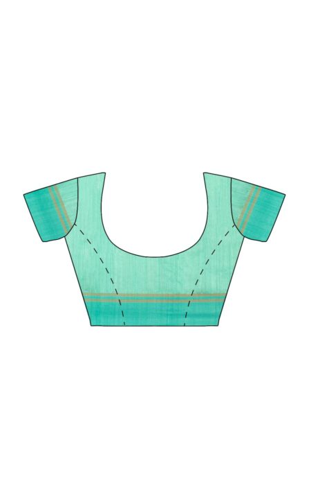 Handwoven Matka Silk Jamdani Saree in Green Colour - Image 4