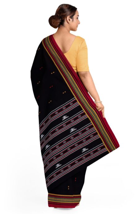 Handwoven Begumpuri Cotton Saree - Black - Image 2