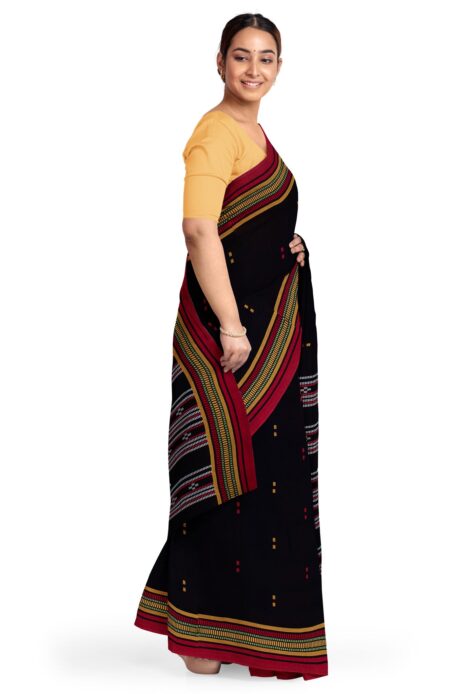 Handwoven Begumpuri Cotton Saree - Black - Image 4