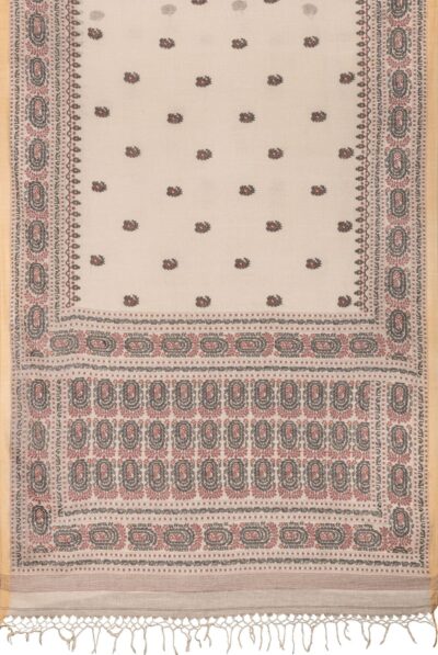 Single Shuttle Handspun Jamdani Saree Offwhite
