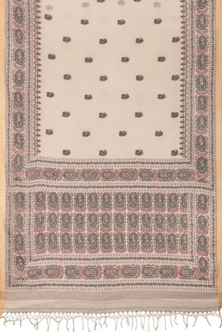 Single Shuttle Handspun Jamdani Saree Offwhite