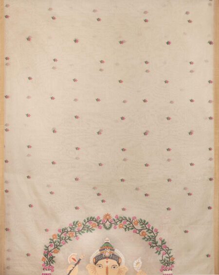 Kora Silk Jamdani Saree Off-white - Image 2