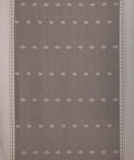 Handwoven grey tangail mercerised cotton saree - Image 2