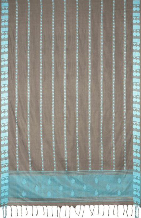 Handloom Cotton Silk Saree Grey - Image 2