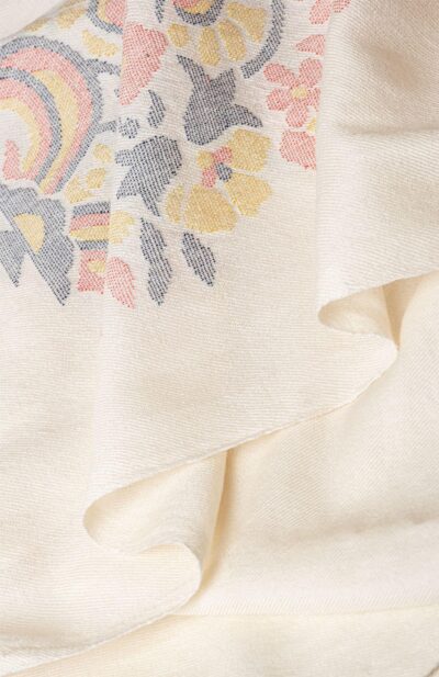 Handwoven Off-White Meenakari Wool Shawl