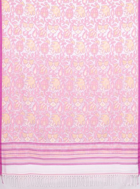 Handwoven white handspun Jamdani saree - Image 4