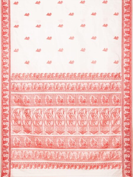 Baluchari Silk Saree - Off White - Image 4