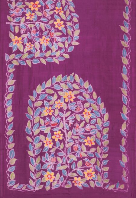 Purple Batik Silk Saree - Image 4