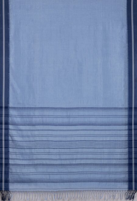 Handwoven Indigo Linen Silk Saree - Image 4