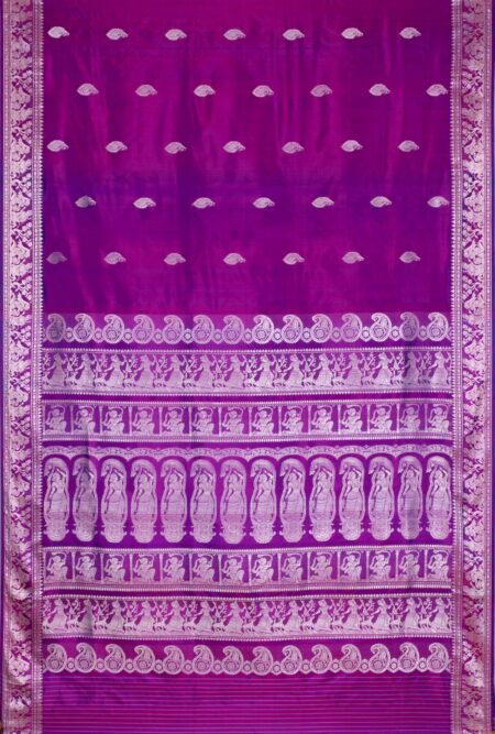 Baluchari Silk Saree Purple - Image 4