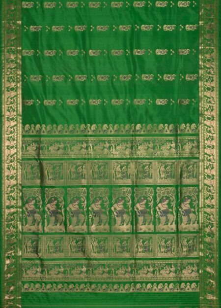 Baluchari Silk Saree Green - Image 4