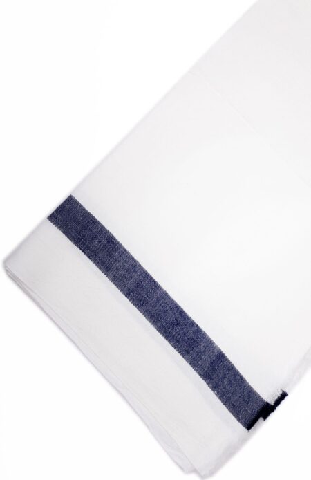 Handwoven White & Indigo Cotton Gamchha - Image 2