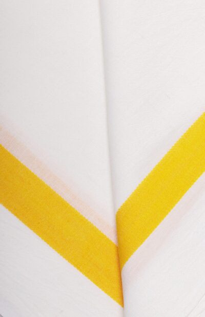 Handwoven White & Yellow Cotton Gamchha