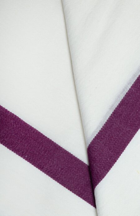 Handwoven White & Purple Cotton Gamchha