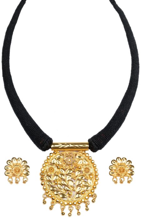 Gold-plated Pipe Locket & Earrings - Image 2