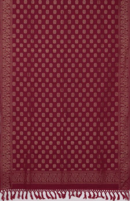 Handwoven Red Jamdani Woolen Shawl - Image 2