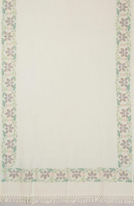 Handwoven Meenakari Jamdani Shawl - Off white - Image 2