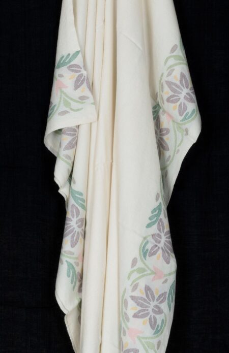 Handwoven Meenakari Jamdani Shawl - Off white