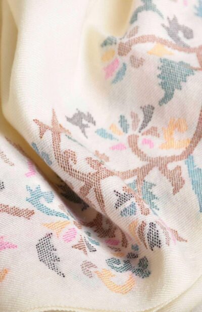 Handwoven Offwhite Meenakari Wool Shawl