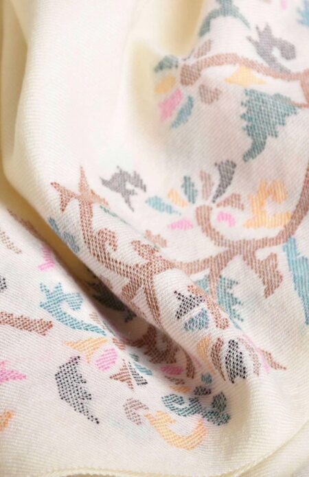 Handwoven Offwhite Meenakari Wool Shawl