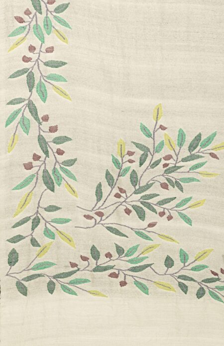 Handwoven Off-White Jamdani Woolen Shawl - Image 2