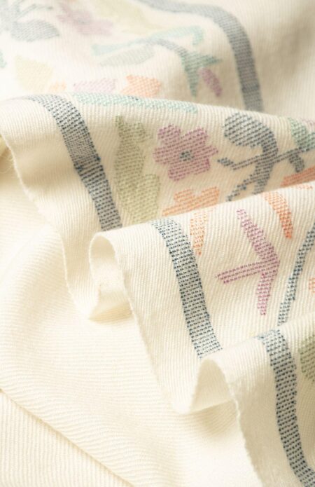 Handwoven Off-White Portuguese Wool Shawl
