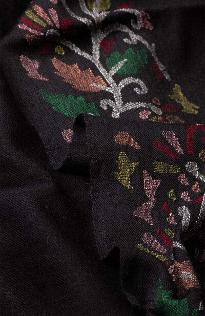 Handwoven Black Meenakari Wool Shawl