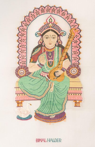 Kora Jamdani Wall Hanging - Saraswati