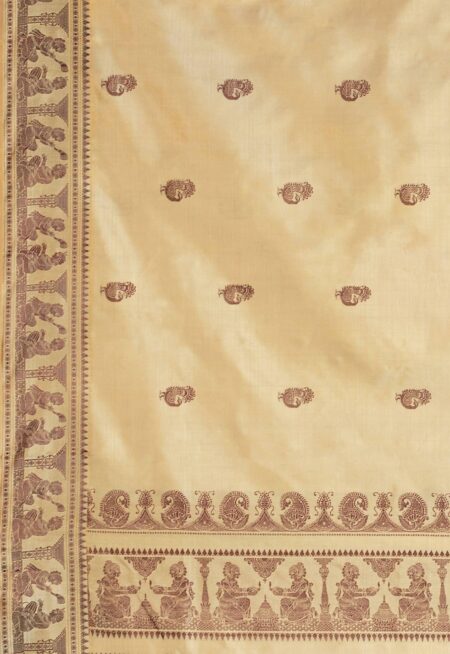 Baluchari Silk Saree  Beige - Image 6