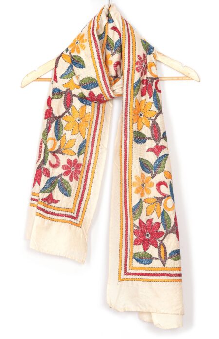 Handwoven Silk Kantha Stitch Stole