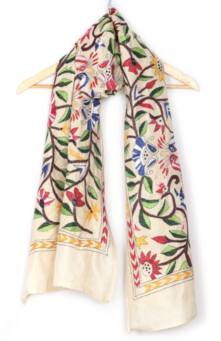 Handwoven Silk Kantha Stitch Stole
